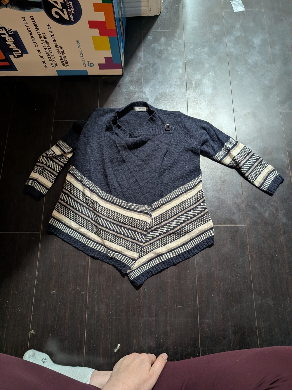 Mayoral Navy & Cream Striped Kids Cardigan Sweater
